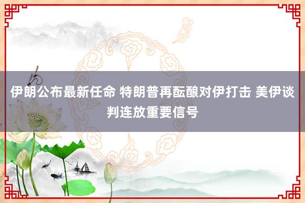 伊朗公布最新任命 特朗普再酝酿对伊打击 美伊谈判连放重要信号