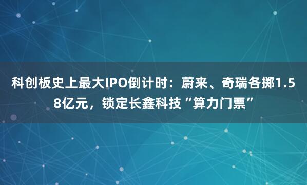 科创板史上最大IPO倒计时：蔚来、奇瑞各掷1.58亿元，锁定长鑫科技“算力门票”