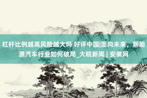 杠杆比例越高风险越大吗 好评中国|面向未来，新能源汽车行业如何破局_大皖新闻 | 安徽网